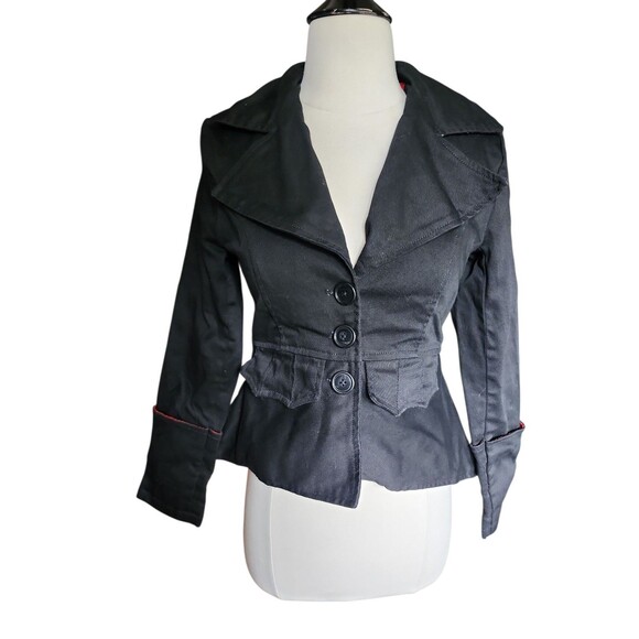 Dracula Clothing Y2K Goth Succubus Jacket Womens Small Black Hi-Low Steampunk - Picture 1 of 10